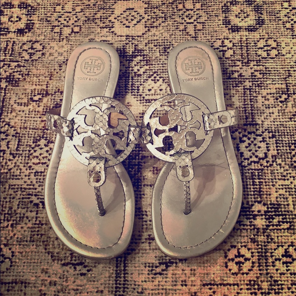 ON HOLD FOR KIM Silver Tory Burch Miller Sandals